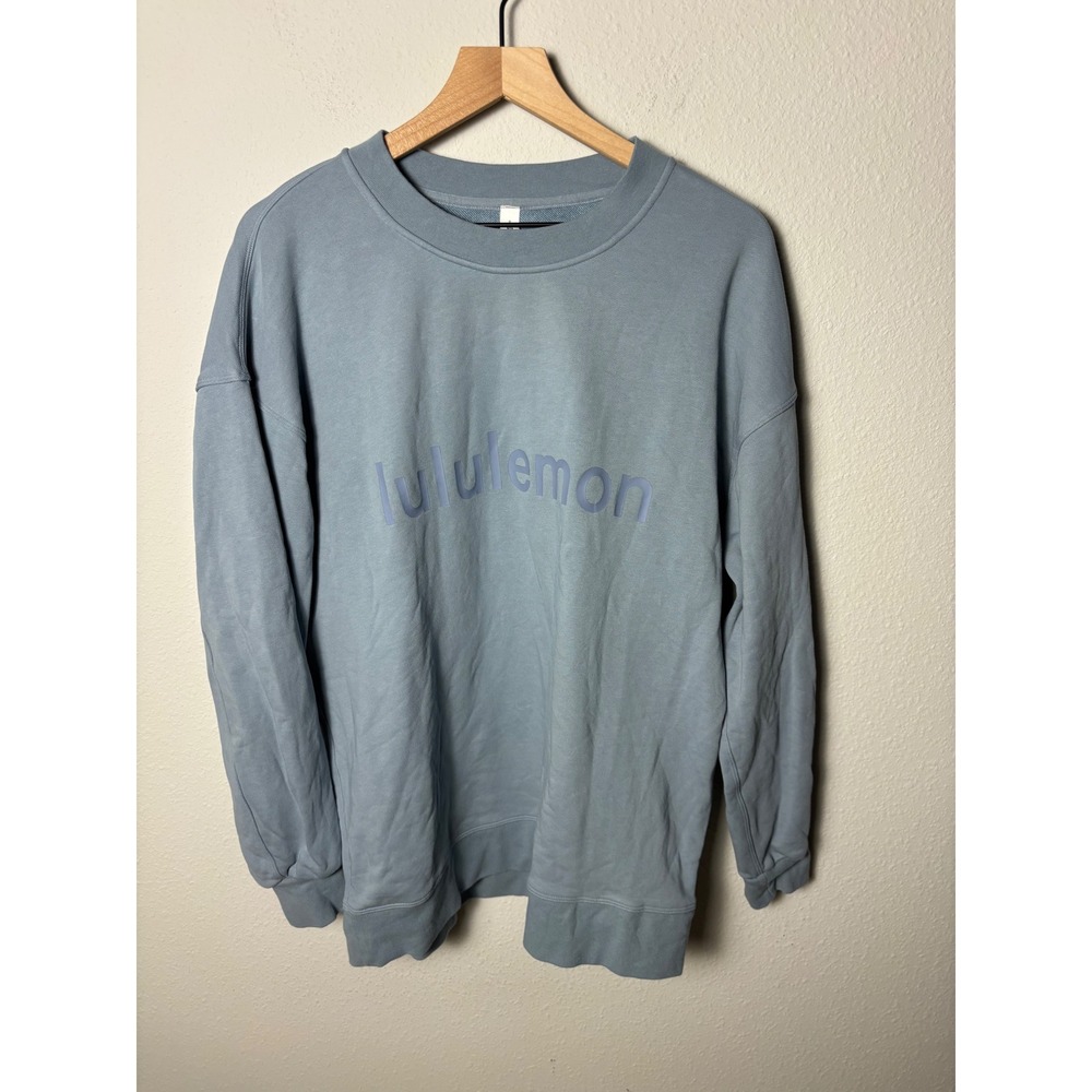 Lululemon Perfectly Oversized Crew Graphic Chambray Blue Sweatshirt LW3EYVS 8